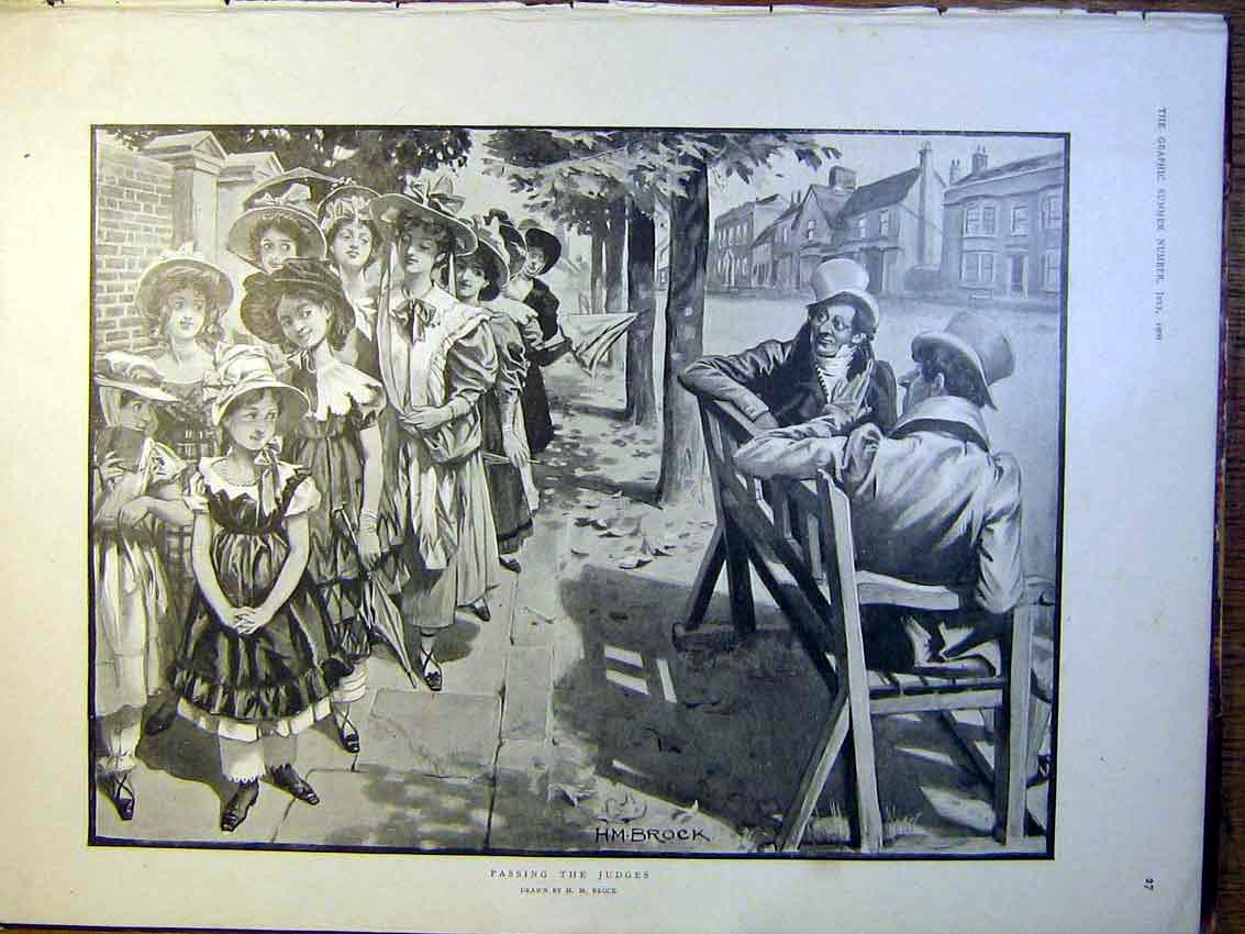 Old Antique Print Judges Girls Children Young Ladies Brock Fine Art 1900 20th