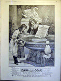 Original Old Antique Print Advert Swan Soap Children Cat Lever Brothers 1900