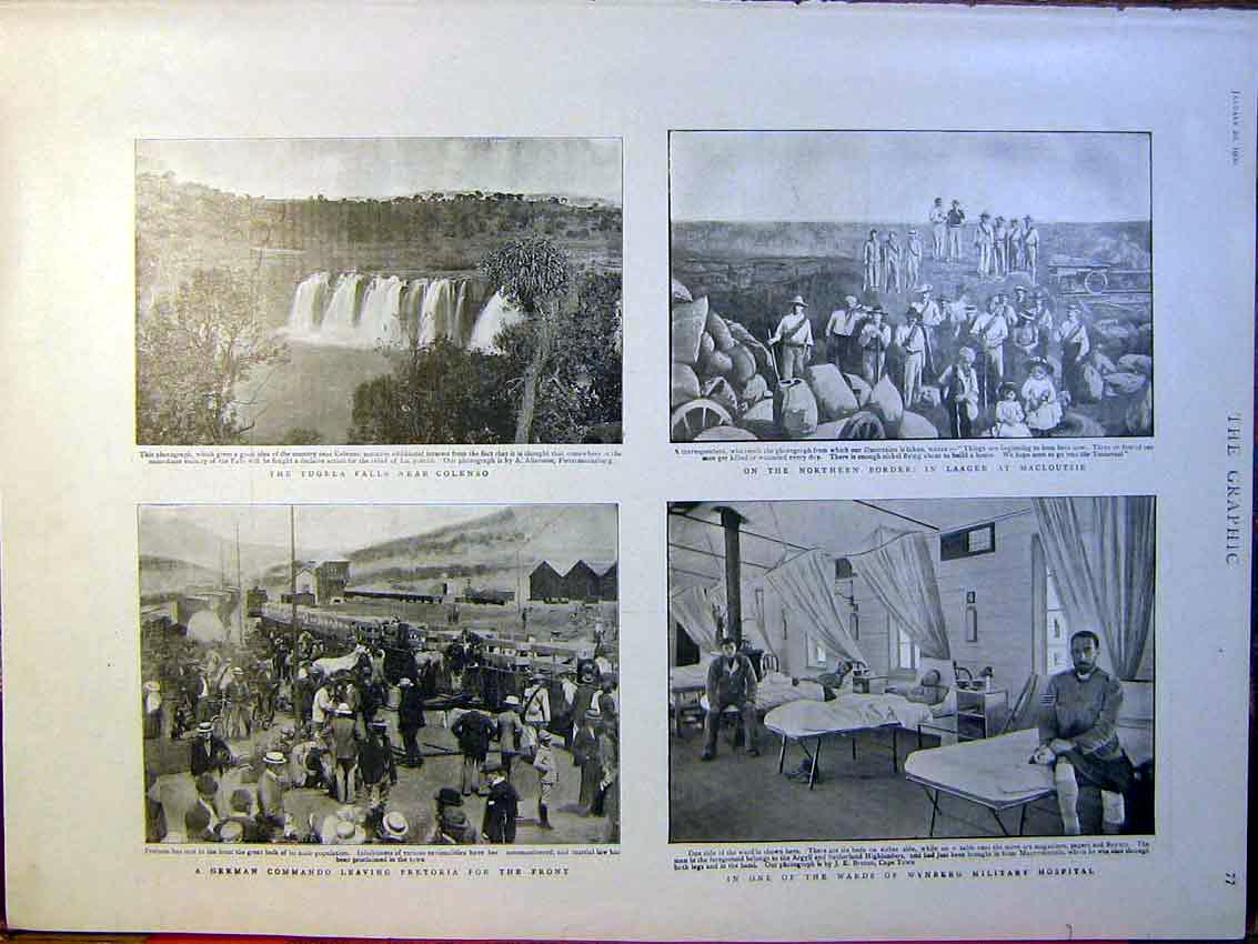 Original Old Antique Print Tugela Colenso Boer Africa Wynberg Hospital Pretoria