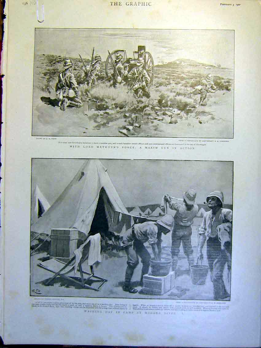 Old Antique Print Methuen Boer War Africa Modder Army Nash Ralston 1900 20th