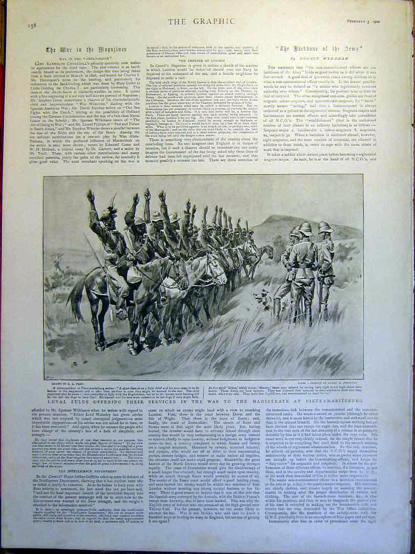 Original Old Antique Print Zulus Boer War Magistrate Pietermaritzburg Fripp 1900