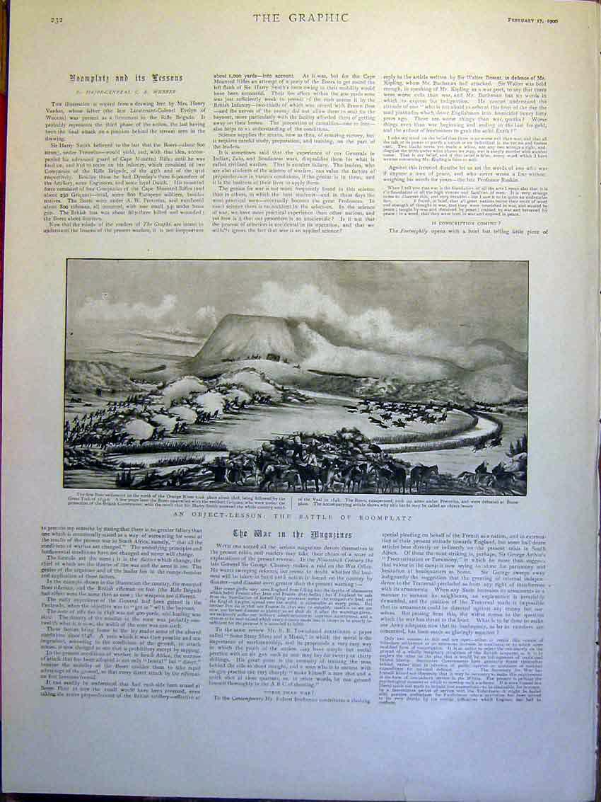 Original Old Antique Print Boomplatz Battle Pretorius Boer War Africa 1900 20th