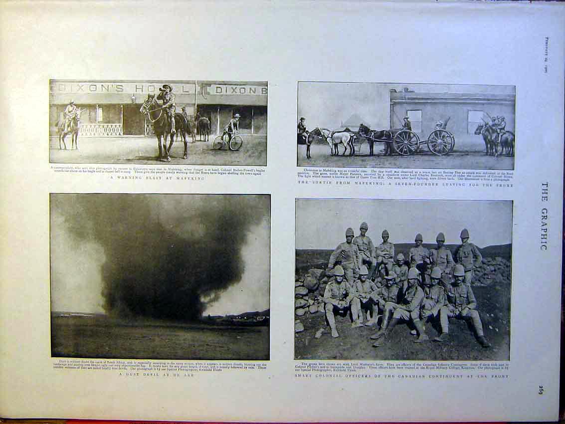 Original Old Antique Print Boer War Mafeking Officers Methuen Africa Dust 1900