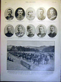 Original Old Antique Print Portrait Officers Boer War Christchurch Troops 1900