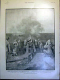 Old Antique Print Chamberlain Naval Gun Modder River White Buller Officer