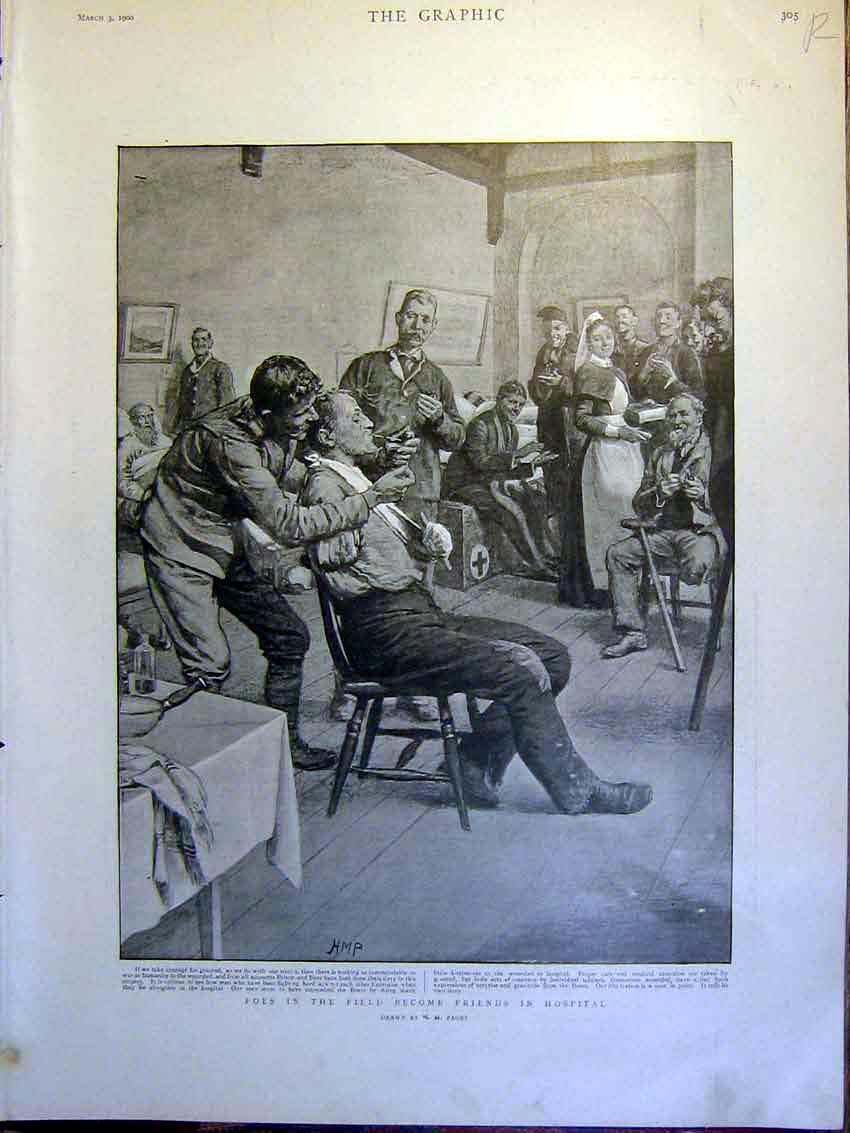 Original Old Antique Print Hospital Paget Portrait Modder River Boer War Africa