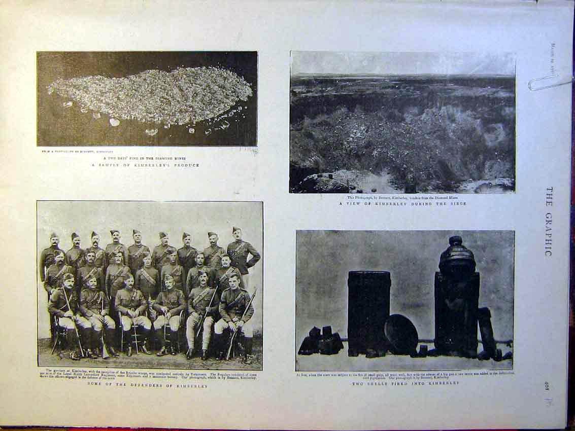 Original Old Antique Print Seige Kimberley Diamond Boer War Africa Police 1900