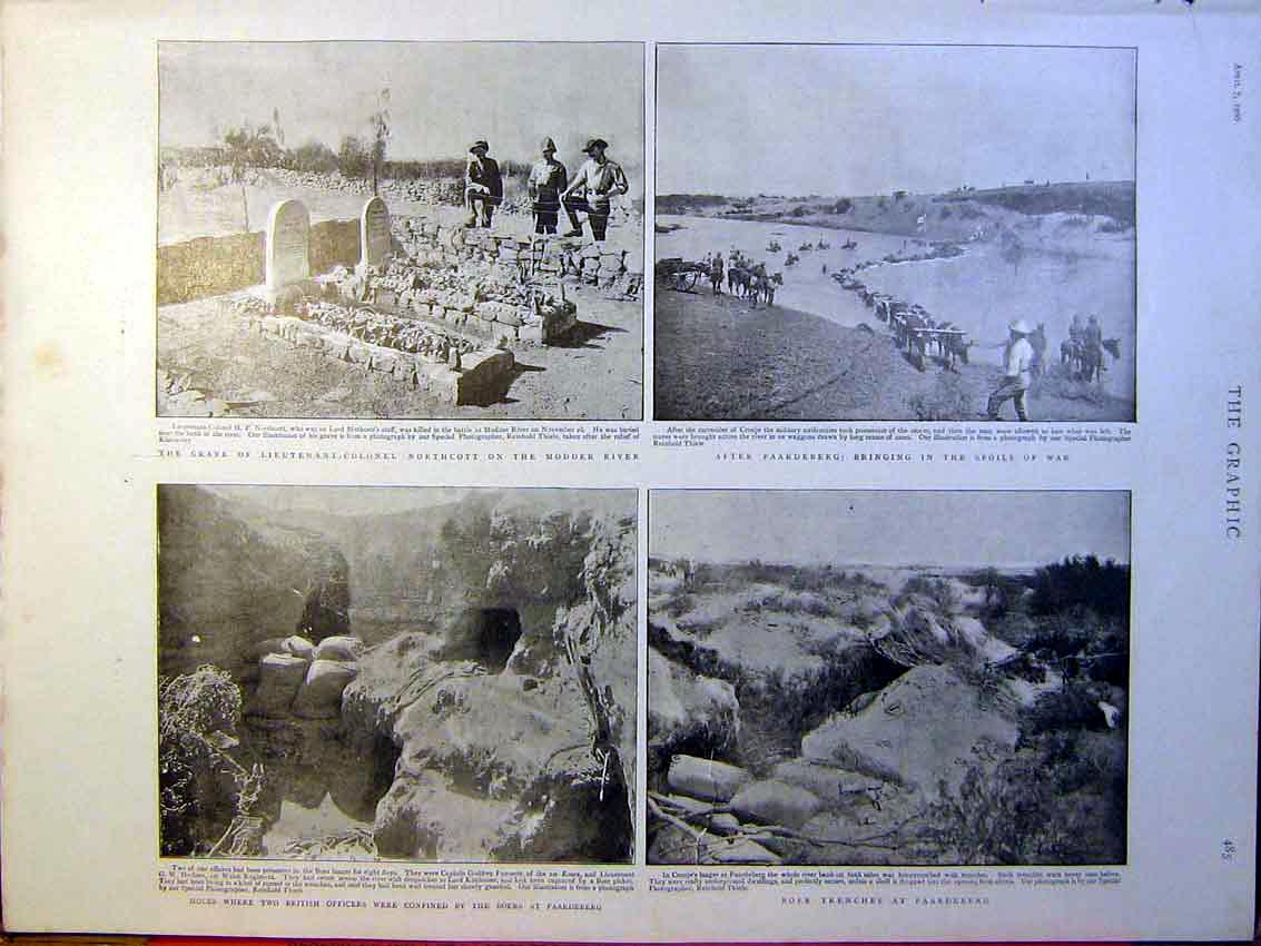 Old Antique Print Boer War Africa Modder River Northcott Paardeberg 1900 20th