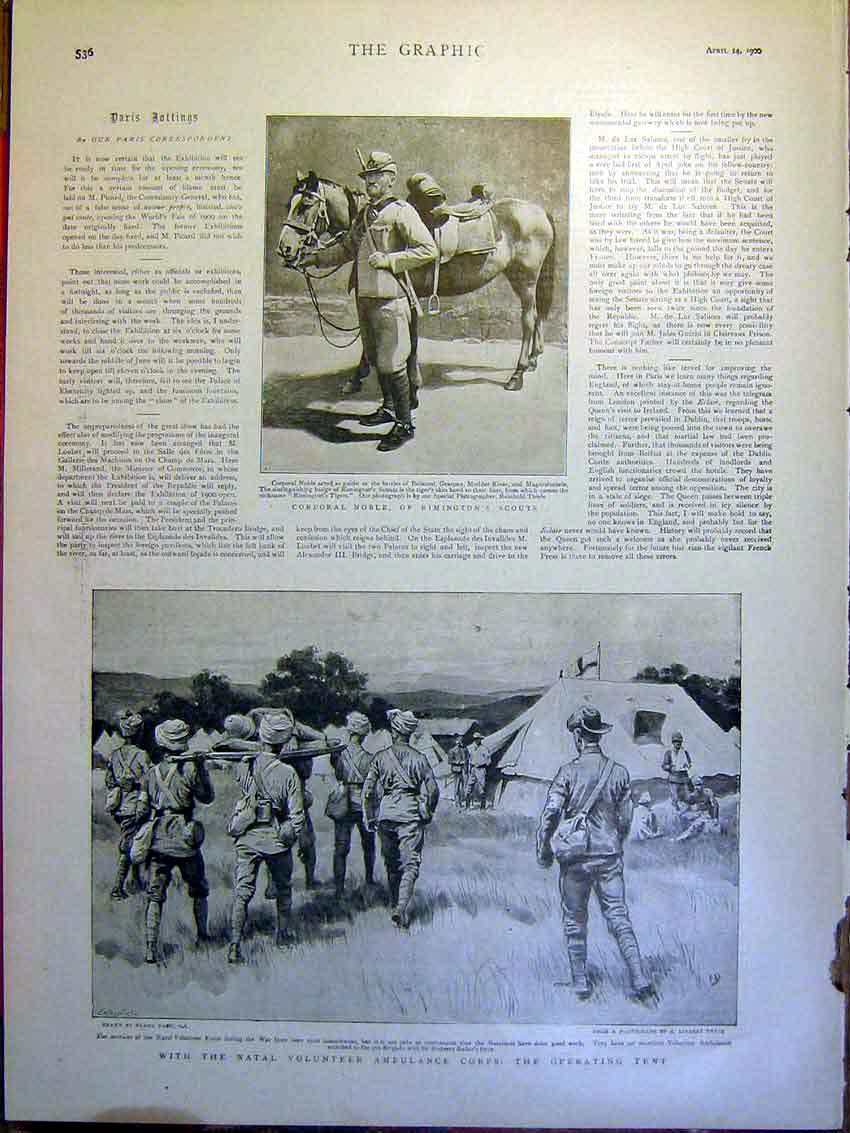 Old Antique Print Natal Boer War Africa Rimington Scouts Ambulance Corps