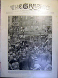 Original Old Antique Print Paget Prince Wales London Crowd Charing Cross 1900