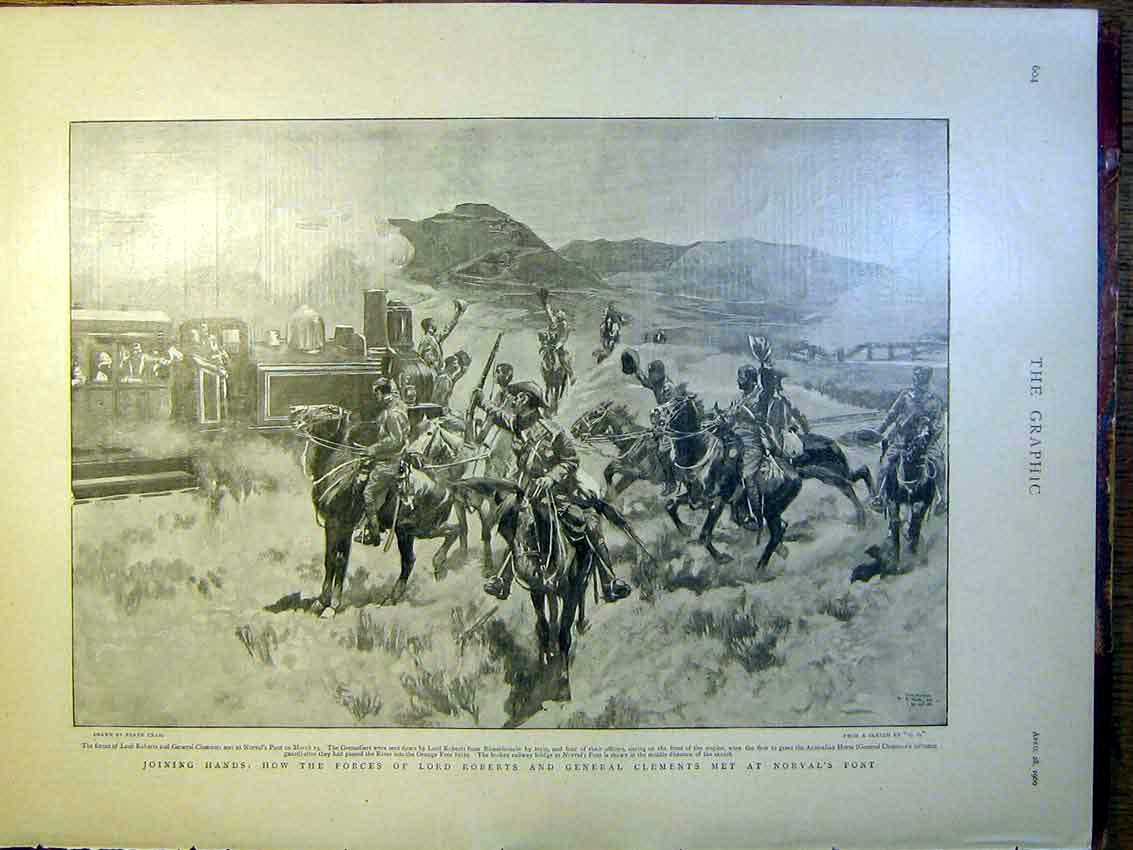 Original Old Antique Print Roberts Clements Norval'S Post Boer War Africa 1900