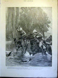 Original Old Antique Print Duck Sticking Modder River Sport Africa Boer War 1900
