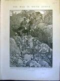 Original Old Antique Print Troops Charlton Africa Boer War Colenso Chamberlain