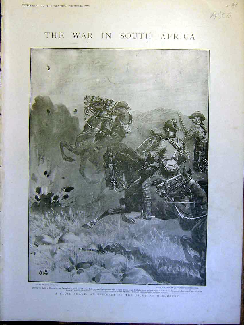 Original Old Antique Print War Africa Boer Officers Ladysmith Wynberg Hospital