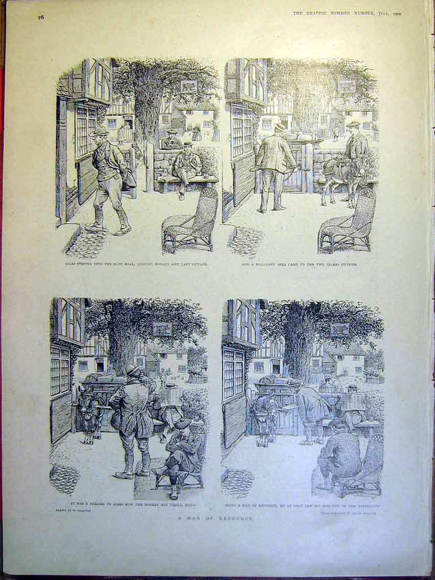 Original Old Antique Print Man Resource Sketches Ralston Pickard 1900 Victorian