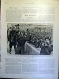 Original Old Antique Print Prince Derby Crowther Races Crowd 1900 20th