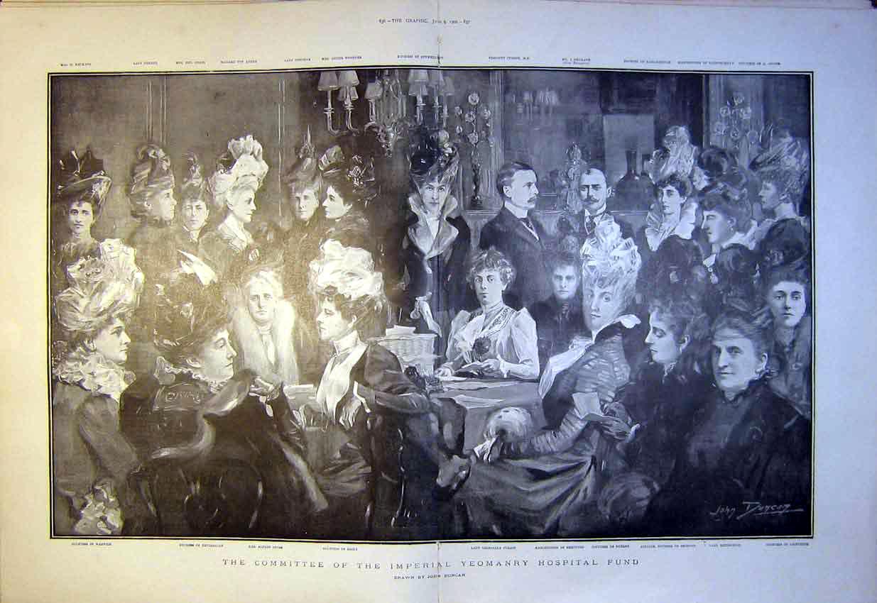 Old Antique Print Imperial Yeomanry Hospital Fund Committee Duncan 1900 20th