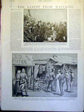 Original Old Antique Print Mafeking Boer War Africa Laager Train Maxim Gun 1900