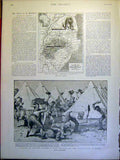 Original Old Antique Print Map Kruger Ralston Locusts South Africa Paget 1900