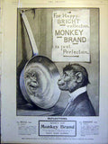 Old Antique Print Advert Monkey Brand Soap Mirror Pan Brooke'S Lever 1900 20th