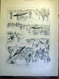 Original Old Antique Print Land Torpedo War Ofice Ralston Sketches 1900 20th