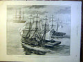 Original Old Antique Print Model Warship Race Mediterranean Fleet Regatta 1900
