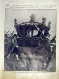 Old Antique Print State Opening Parliament King Queen Carriage Lords 1911 20th