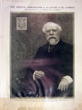 Original Old Antique Print French Ambassador Cambon Portrait Hoppe 1911 20th