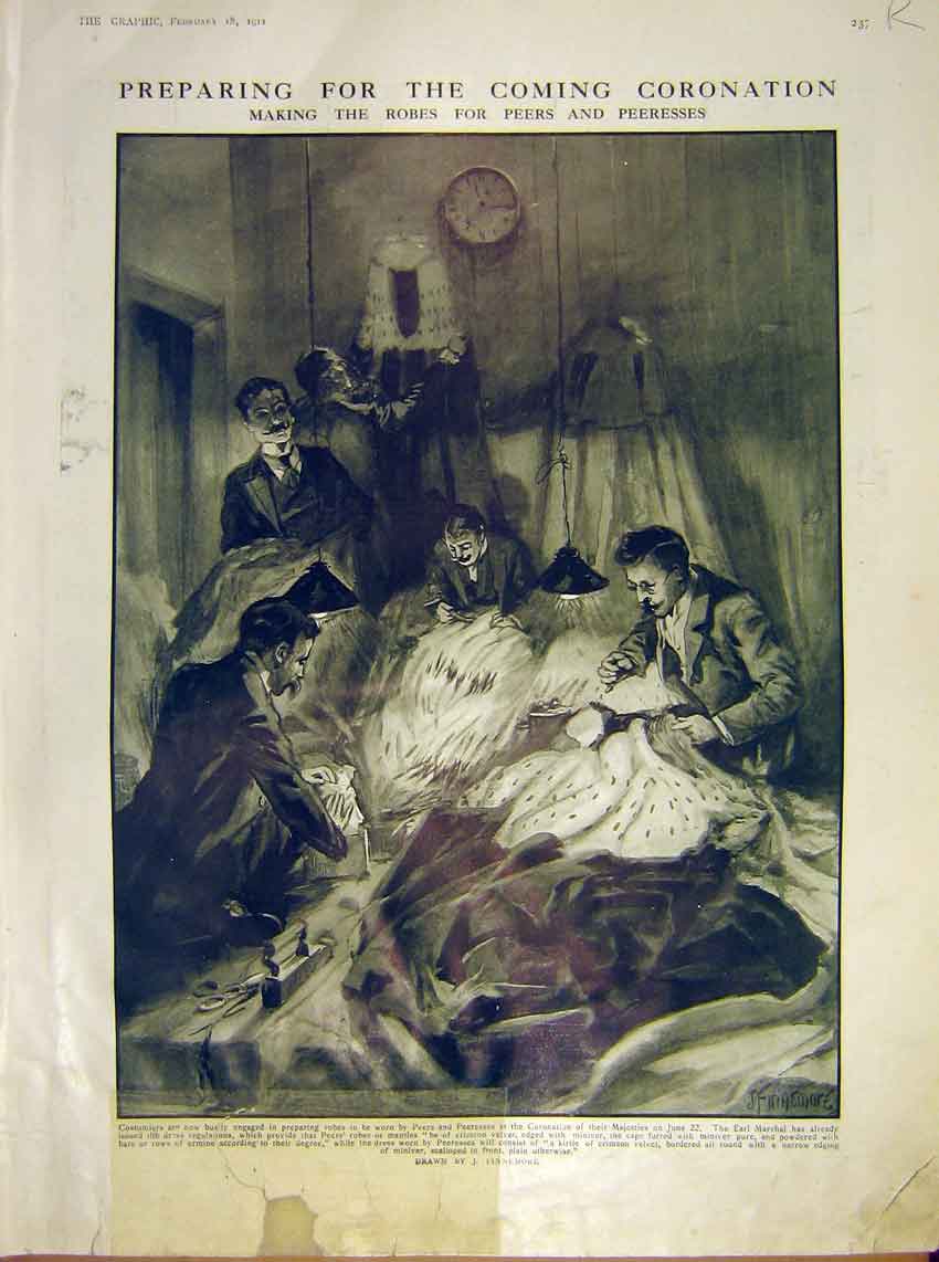 Original Old Antique Print Coronation Peer Robes Civic America New York 1911