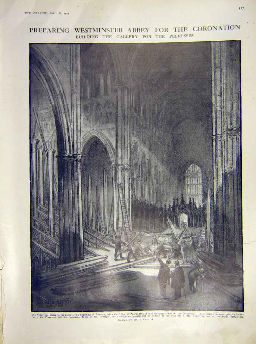 Old Antique Print Westminster Abbey Coronation Weirter Gallery Peeresses