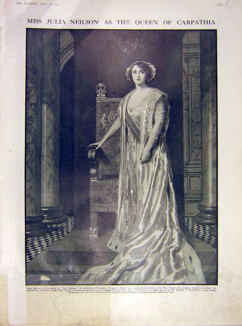 Original Old Antique Print Neilson Queen Carpathia Police Great Devide 1911
