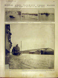 Original Old Antique Print Buenos Aires Railway Flood Train Station 1911 20th