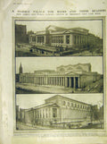 Original Old Antique Print Marble Palace New Ytork Pubilc Library America 1911