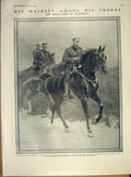Original Old Antique Print Troops King Aldershot Review Visit 1911 20th Century