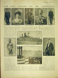 Original Old Antique Print Ceremony Sketches Crown Coronation Westminster 1911