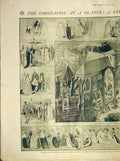 Original Old Antique Print Coronation Ceremony Sketches Theatre Sceptre 1911