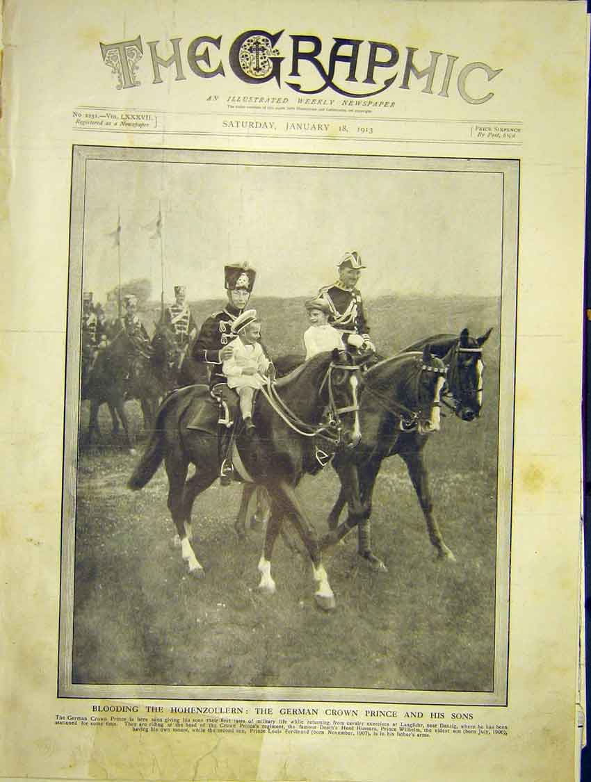 Original Old Antique Print Hohenzollern German Crown Prince Blooding 1913 20th