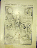Original Old Antique Print London Sketches Poincare Reed Monuments 1913 20th