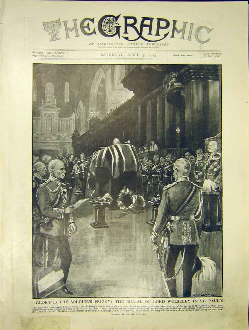 Original Old Antique Print Sier'S Prize Wolseley St Paul'S Funeral Cleaver 1913