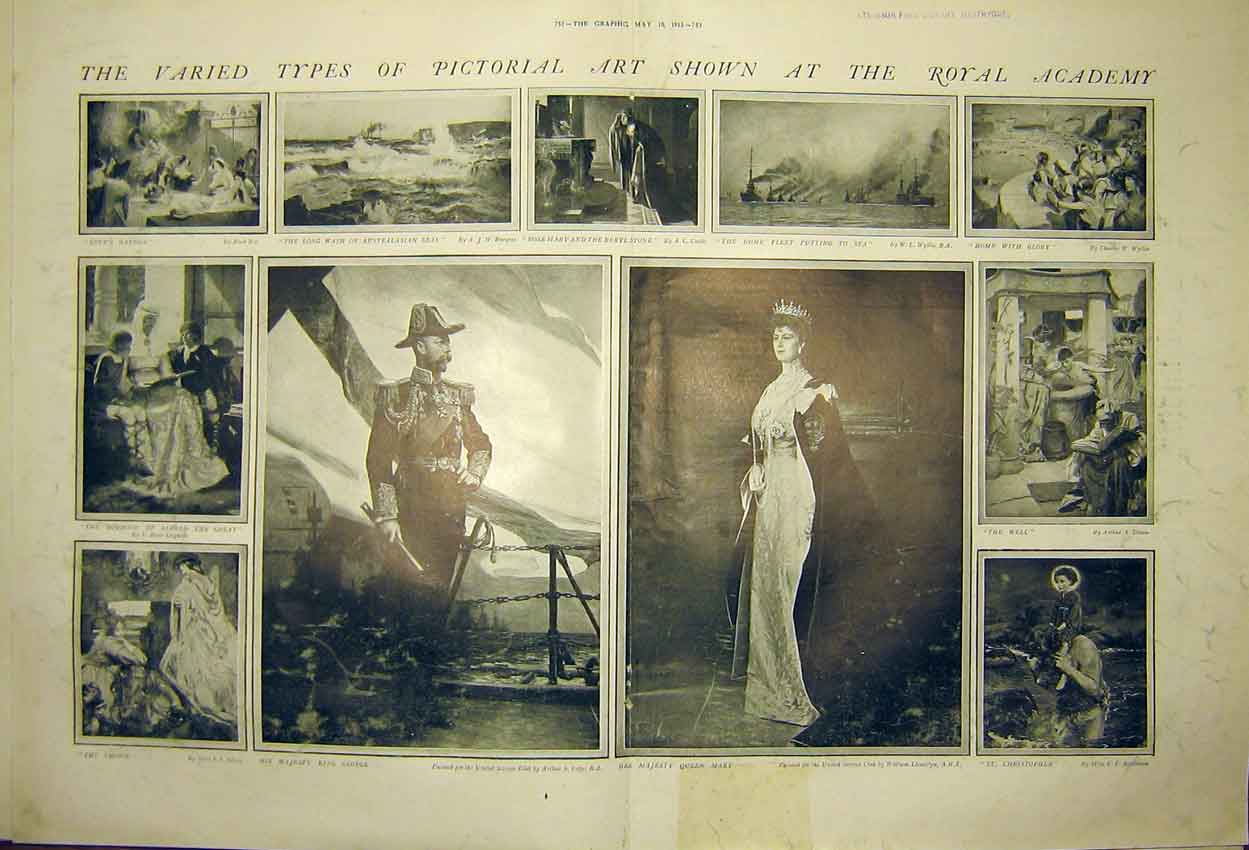 Original Old Antique Print Royal Academy Fine Art 1913Nature Portrait Wright'S