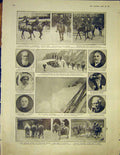 Original Old Antique Print People Public Aldershot Avalanche Mountain 1913 20th