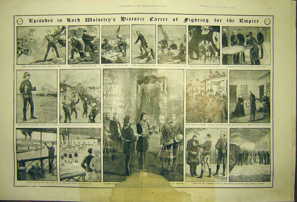 Original Old Antique Print Portrait Viscount Wolseley Field-Marshall 1913 20th