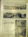Original Old Antique Print Switzerland Zurich Lucerne Cunard Motor Players 1913