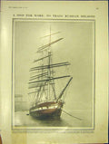 Original Old Antique Print Train Russian Nelson Ship Heperus Greenock Fleet 1913