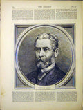 Original Old Antique Print Portrait Motley 1870 19th Century