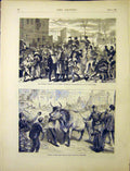 Original Old Antique Print Prussian Barrier Montrouge Oxen Paris Armstice 1870