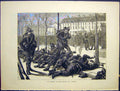 Original Old Antique Print Germans Paris Waiting Passage Troops 1870 Victorian