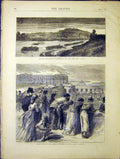 Old Antique Print Mont Valerien Communist Prisoners Versailles Paris 1870 19th