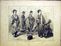 Original Old Antique Print Japanese Ladies Toilette 1870 19th Century