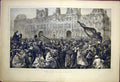 Original Old Antique Print Paris Red Flag France French 1870 19th